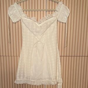 NWT For Love & Lemons White Eyelet Lace Corset Mini Dress